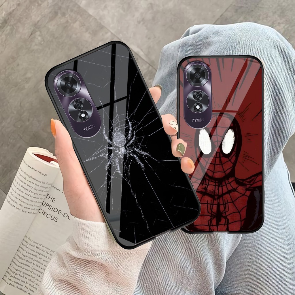 HP Oppo A60 Glass Softcase ความงาม Cool spider man - เคสโทรศัพท์ Oppo A60 - เคส Oppo A60 Glossy Glas