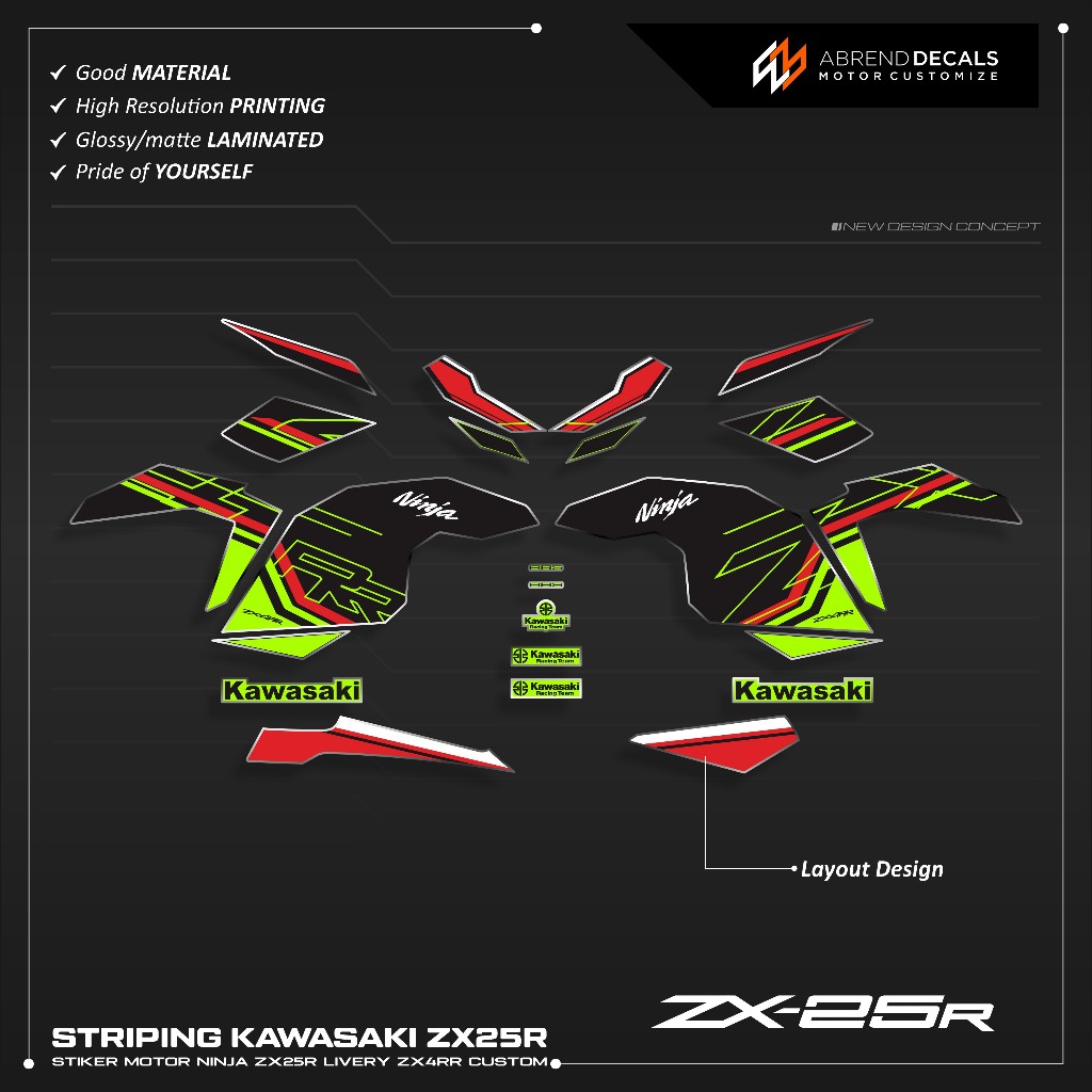 DECAL STRIPING ZX25R LIVERY ZX-4RR / KAWASAKI NINJA ZX25R KRT สติ๊กเกอร์มอเตอร์ไซค์ / NINJA ZX-25R ส