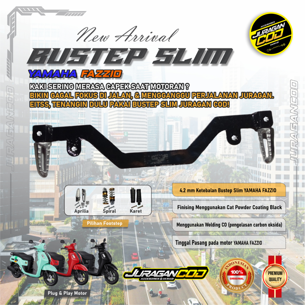 Yamaha Fazzio Hybrid 125cc bluecore 2021-2025 postap slim flatbar พักเท้ามอเตอร์ไซค์