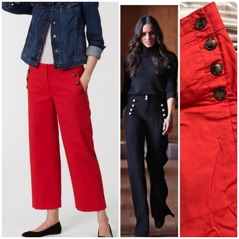 Minioutlet Loft กางเกงผู้หญิงกางเกงกะลาสีสีแดง women& 39;s กางเกงขากว้าง