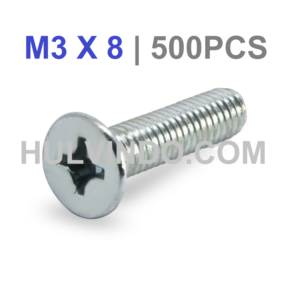 JF FLAT HEAD BOLT M3 X 8 | คอนเทนติส 500 ชิ้น