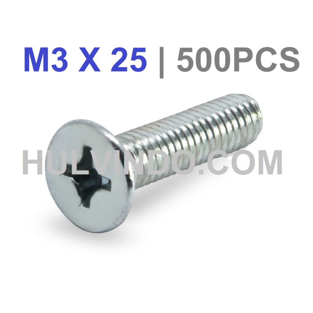 JF FLAT HEAD BOLT M3 X 25 | คอนเทนติส 500 ชิ้น