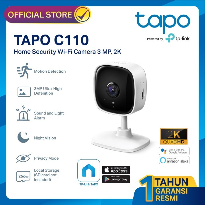 กล้องวงจรปิด Wifi IP กล้อง TPLINK TAPO C110 3MP 2K Indoor Night Vision การตรวจจับการเคลื่อนไหว