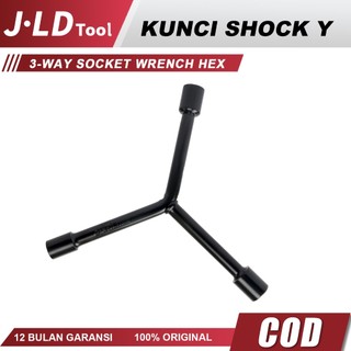 JLD Kunci Y 8 9 10 11 12 13 14 17 Hitam Pendek 3-Way Socket Wrench Hexagon Spanner Asli Murah Buat buka Honda Yamaha Kunci Shock Segitiga Y-Type