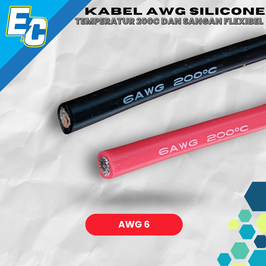 MERAH AWG6 Silicon Cable Meter 6AWG 101A สีแดงและสีดํา