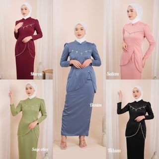 Pra Batik One Set Felicia Kurung Melayu Dress Pesta Payet Swarosky Handmade