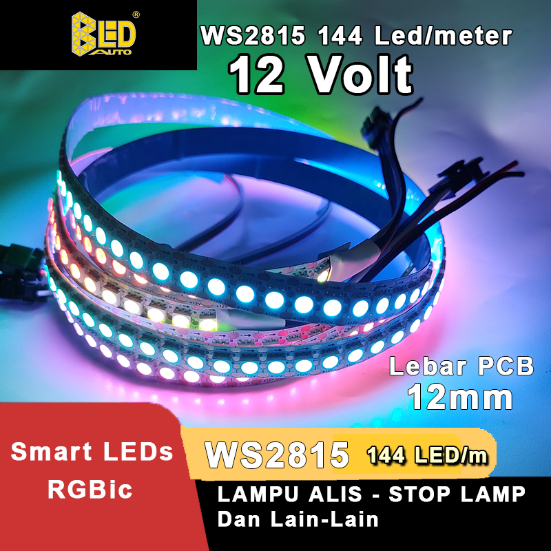 Bledauto ไฟ LED Strip RGBic WS2815 12V 144 รถ LED || WS2815 ไฟ LED Strip 12V 144