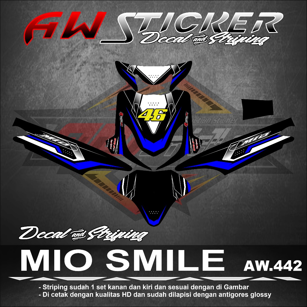 รูปลอก Mio Smile Full Body Sticker Mio Smile Full Body Striping Mio Smile Aw 442