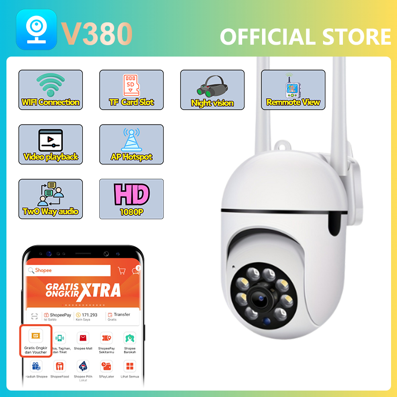 HP CCTV V380 Pro กล้องสัตว์เลี้ยง กล้องวงจรปิด 360° กล้องพาโนรามา PTZ กล้องวงจรปิด wifi ระยะไกลผ่านโ