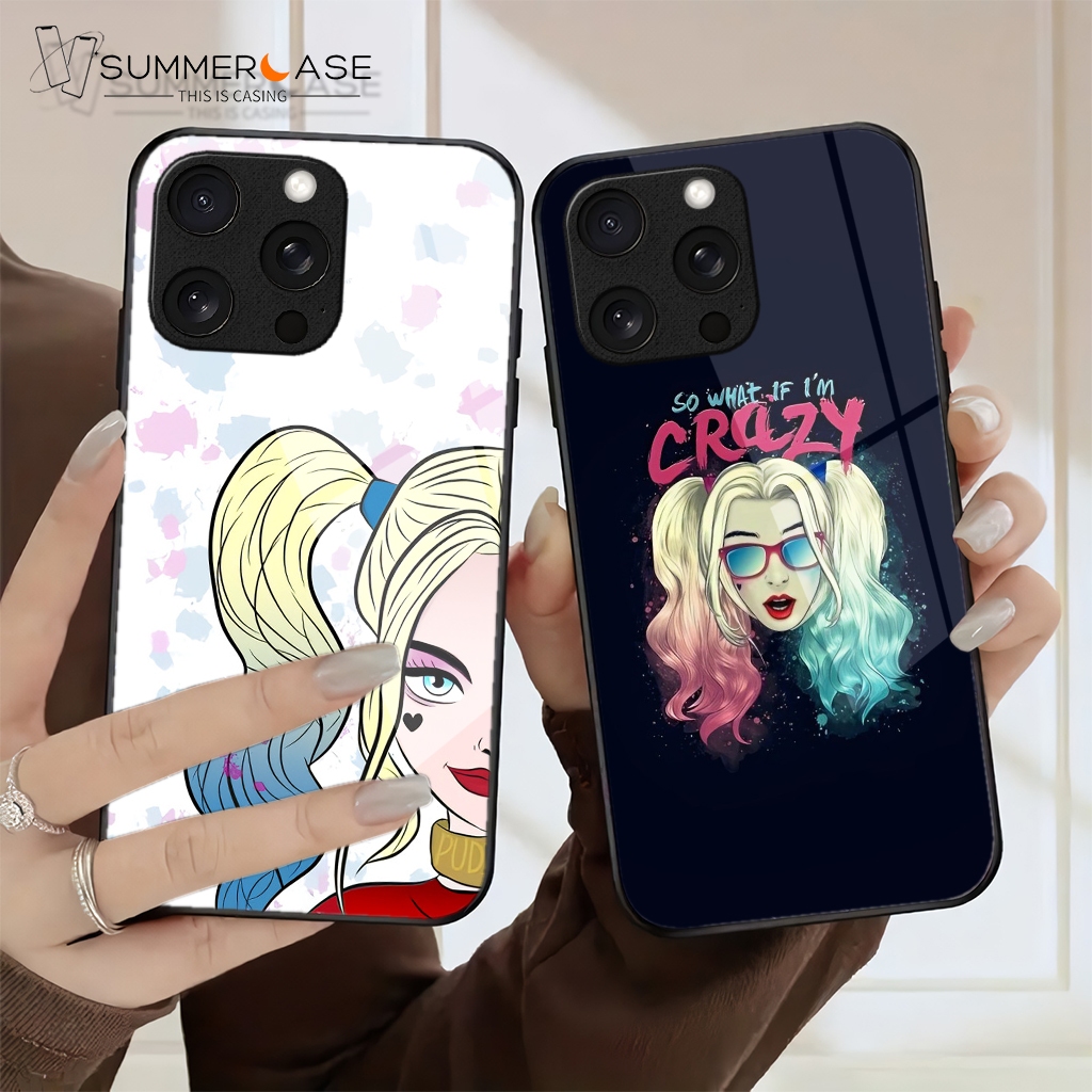 A381 GLOSSY Glass SOFTCASE PROTECT HARLEY QUINN IPHONE ALL TYPE - รวม HP TYPE In Notes/In CHAT ADMIN