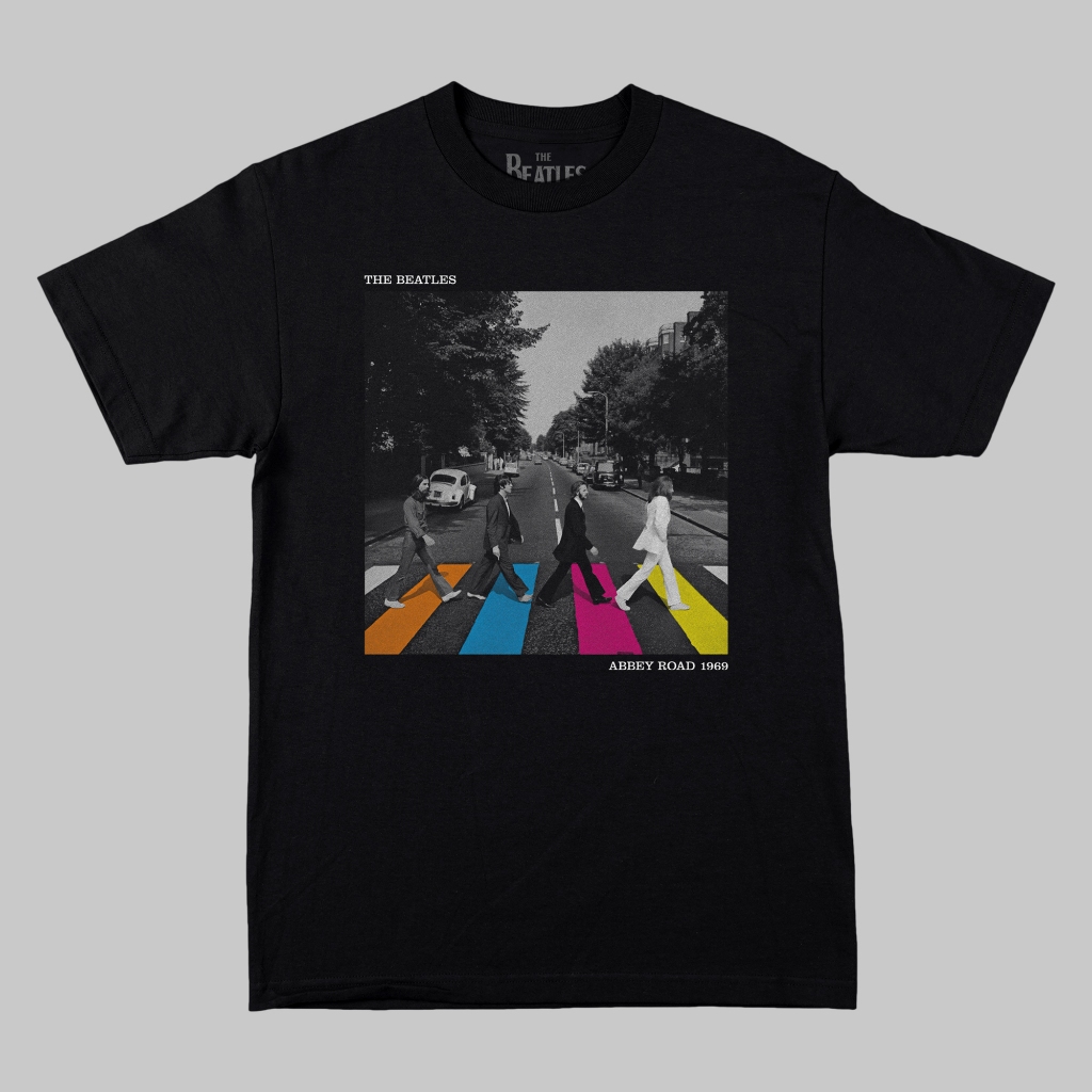 Hitam The Beatles Abbey Road Band เสื้อยืดผ้าฝ้ายสีดํา Combed 24s Unisex/The Beatles Abbey Road เสื้