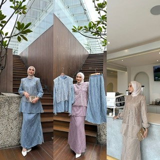 FELISYA SET 3 IN 1 VEST+BLOUSE+SKIRT DRESS BRUKAT PREMIUM GAMIS KONDANGAN WANITA DRESS MUSLIM PESTA TERBARU 2024