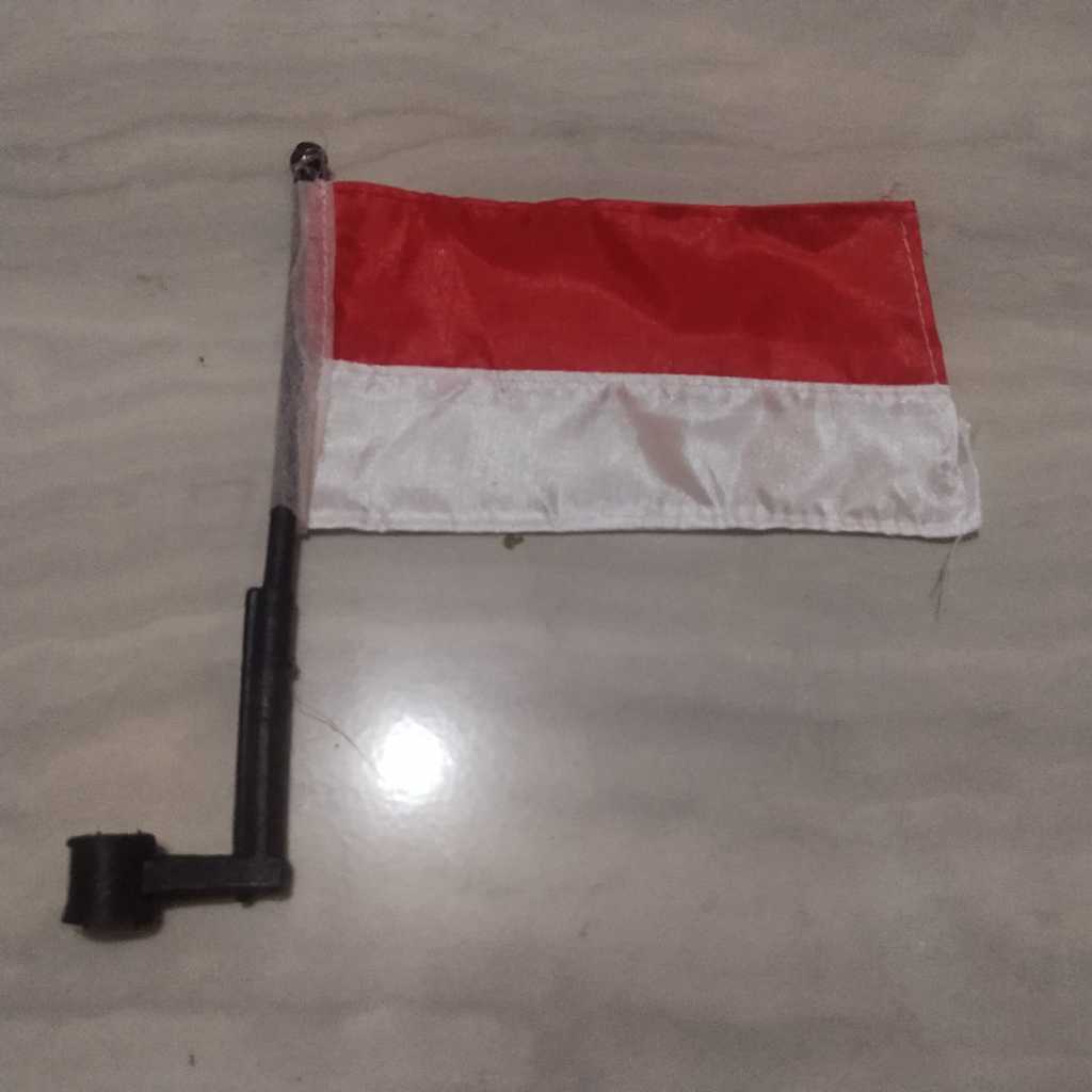 MERAH Motorcycle Flag Mini Red and White Flag + Pole