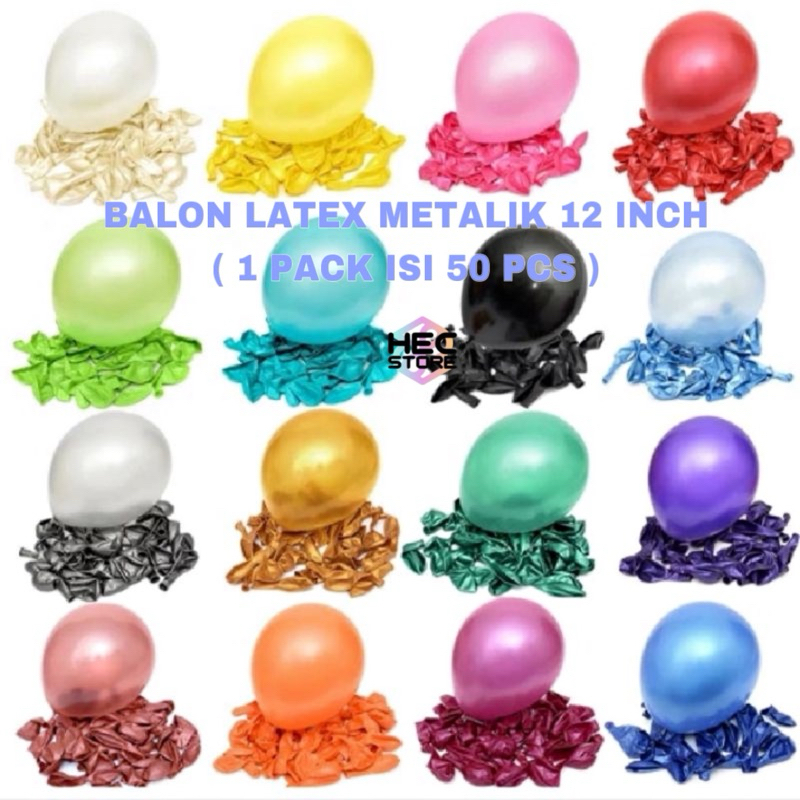 12 นิ้ว METALLIC LATEX BALLOONS | METALLIC BIRTHDAY PARTY BALLOONS (1 PACK CONTAINS 50 ชิ้น) – โปรปัง