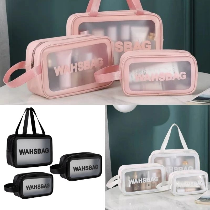 กระเป๋าเครื่องสําอางใส WASHBAG Pouch Travel Cosmetic Toiletry Pouch