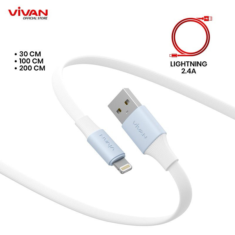 VIVAN Data Cable SL30S II / SL100S II / SL200S II / Fast Charging 2A Flat Design Lightning รับประกัน