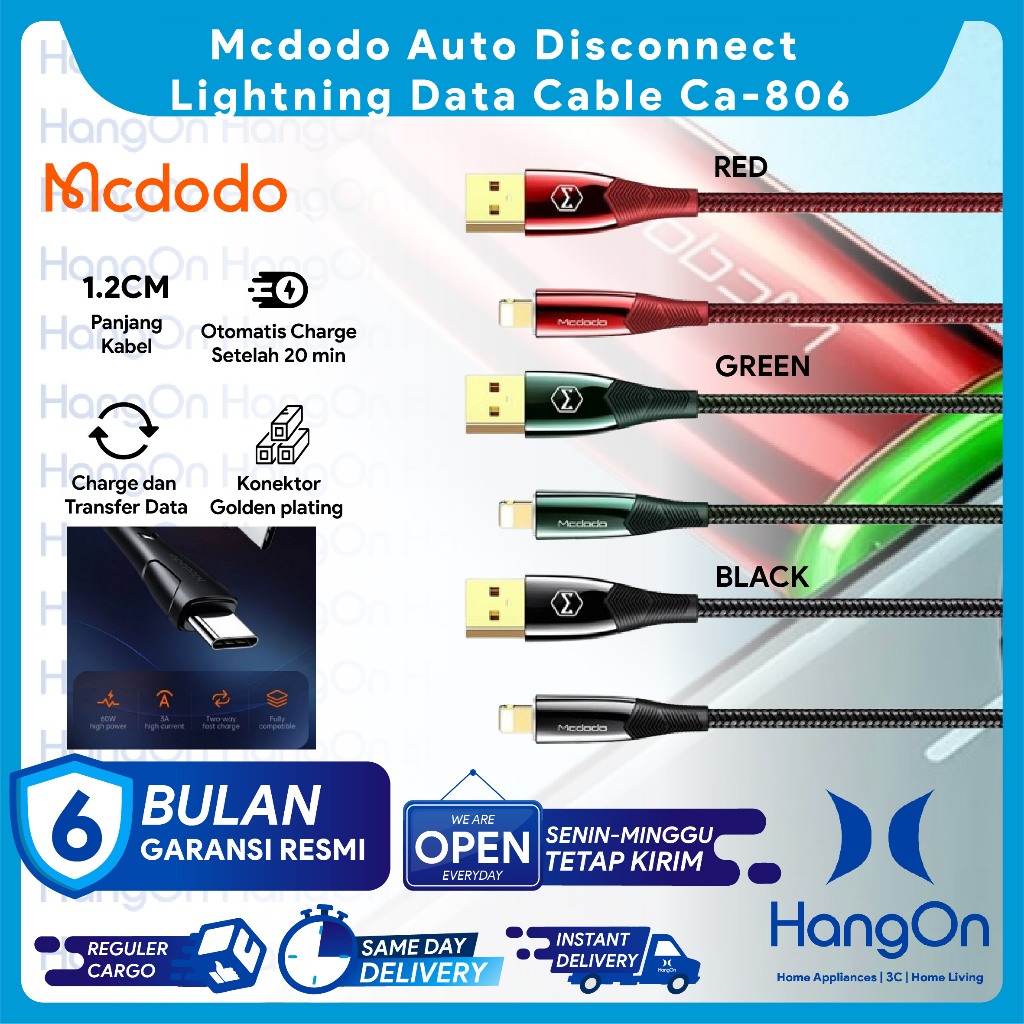 Mcdodo Iphone Lightning Data Cable CA-806 สายเคเบิลข้อมูล Ios ดั้งเดิม