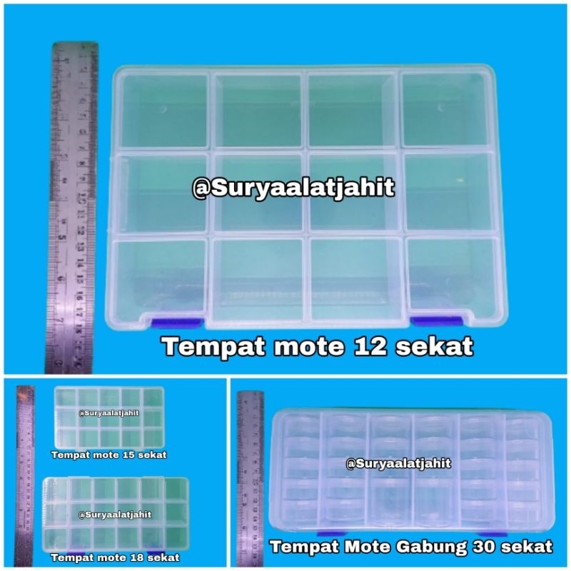 ที่ใส่ลูกปัด 12 ช่อง (4x14x21cm) = rp. 28,000|1 กล่อง