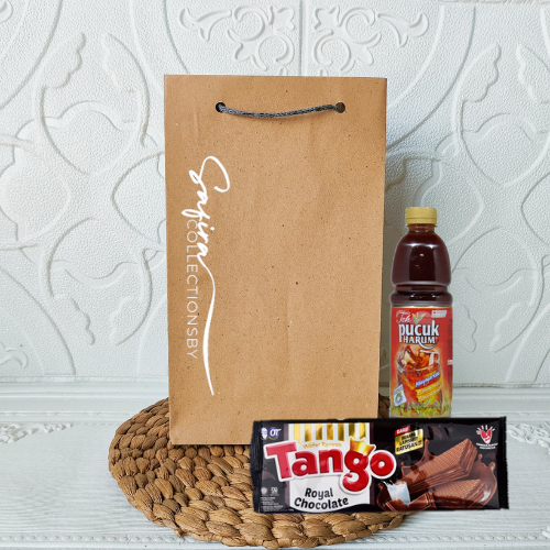 ธรรมดา BROWN WAFER PAPER BAG ELEGANT PERNIKAH PREMIUM QUALITY ขนาด 15X25