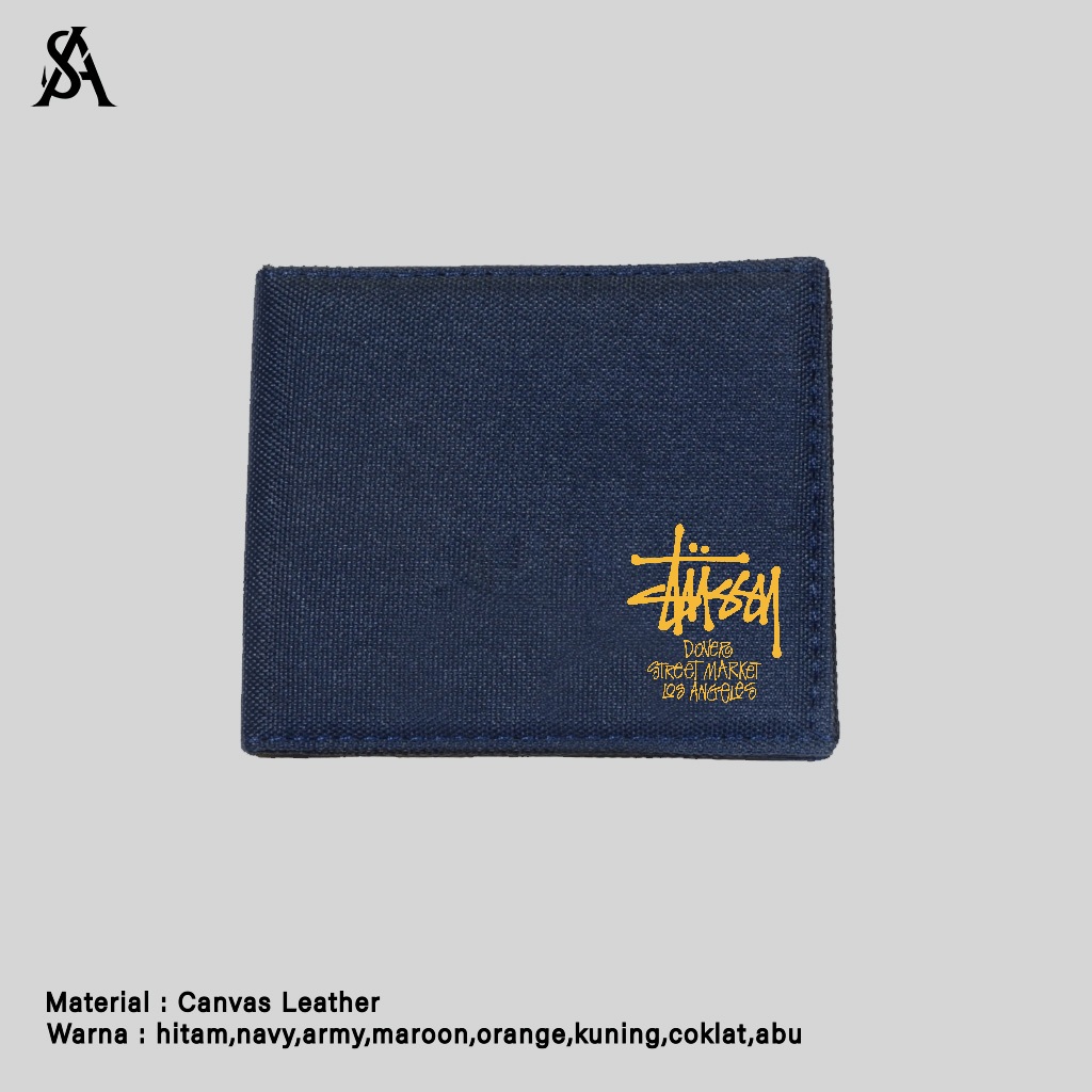 กระเป๋าสตางค์ผู้ชายแบบพับได้ Canvas Stussy Printing Nylon Sewings Casual By Almangty Wallet