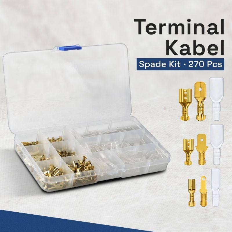 Terminal Wire Crimp Connector Spade Kit 270 ชิ้น - 7RRSGYGD