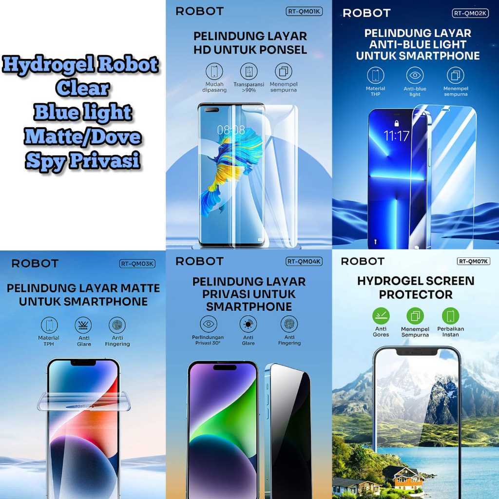 ROBOT Anti-Scratch Hydrogel Clear, Matte, Spy, Blue-Ray, Nail Mark
