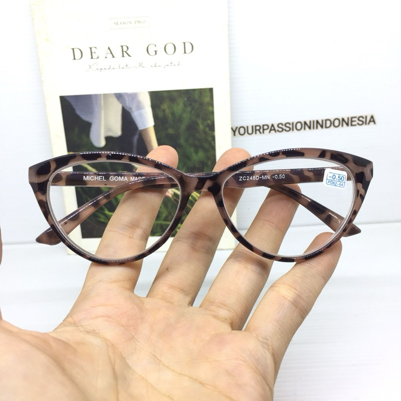 MATA ZC248 Leopard Minus Glasses -0.50 ถึง -4.00 Cat Eye Minus Glasses