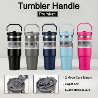 TUMBLER HANDLE PREMIUM STAINLESS 900ML 3IN1 / BOTOL MINUM ANTI DINGIN DAN PANAS/ TUMBLER COFFEE MUG