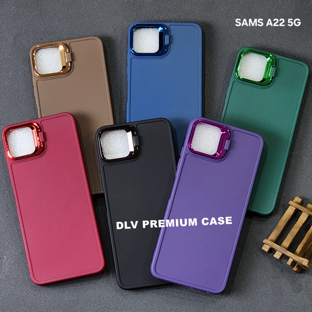 SAMSUNG A22 5G CASE LUXURY LENS HOLDER STAND เคสกล้อง MACAROON SAMSUNG A22 5G
