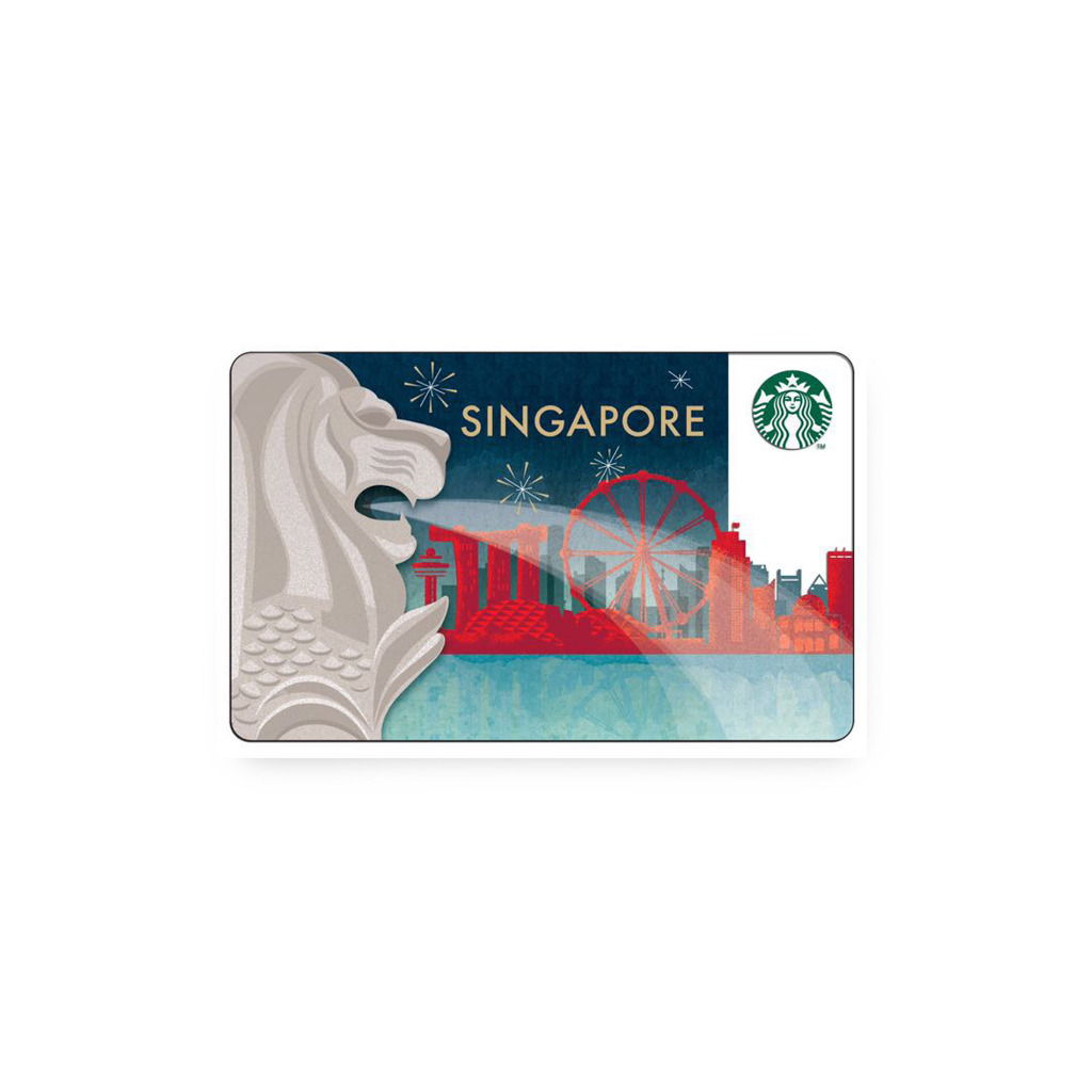 บัตรสตาร์บัคส์ Merlion บัตรพลาสติกสิงคโปร์ SG ปลายทางสิงคโปร์ Lion Giftcard