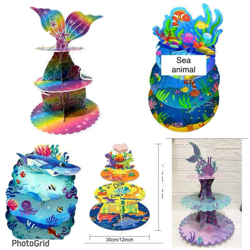 STANDING TIER CUPCAKE MERMAID SEA ANIMAL Fish