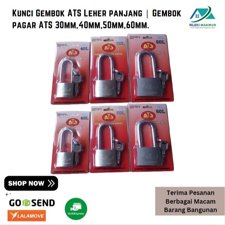 ATS กุญแจคอยาว | ATS กุญแจรั้ว 30mm, 40mm, 50mm, 60mm.