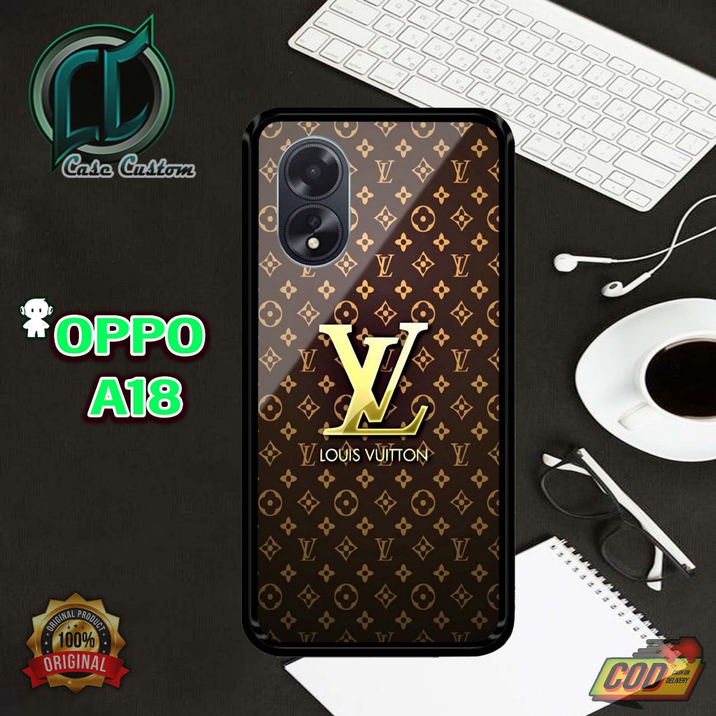 เคส OPPO A18 - เคสแฟชั่น 014 Hardcase 2D Glossy - CUSTOM CASE - [LV] - เคสเงา - เคสโทรศัพท์ Hp Glass