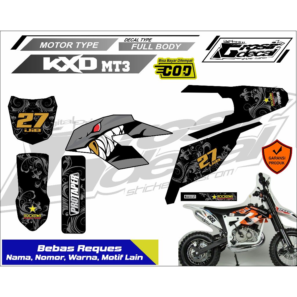 สติ๊กเกอร์รูปลอก Striping Mini Trail KXD 50cc MT3 เต็มตัวฟรีที่กําหนดเอง