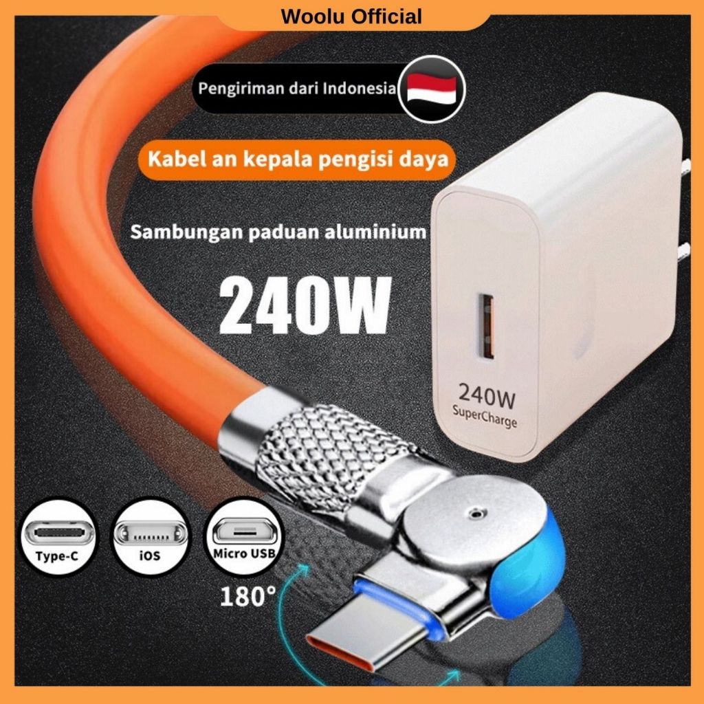 สายเคเบิลข้อมูลการหมุน 180° Swivel Micro USB รองรับการชาร์จอย่างรวดเร็ว 6A 120W Silicon พร้อมไฟแสดงสถานะ LED