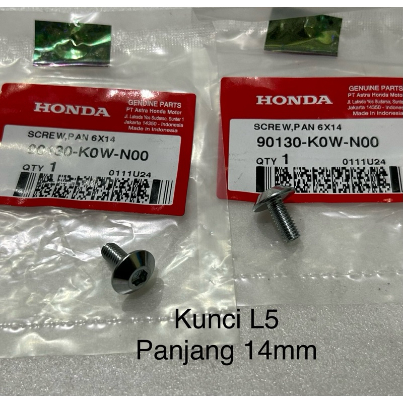 2 ชิ้น L5 สลักเกลียว 6x14 บังโคลนหน้า Vario160 ADV150/160 Ori AHM 90130K0WN00