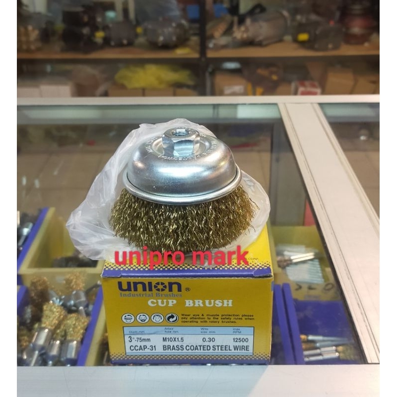 ถ้วยแปรง CCAP -31 สีเหลืองเคลือบ 75MM-3IN UNION TAIWAN