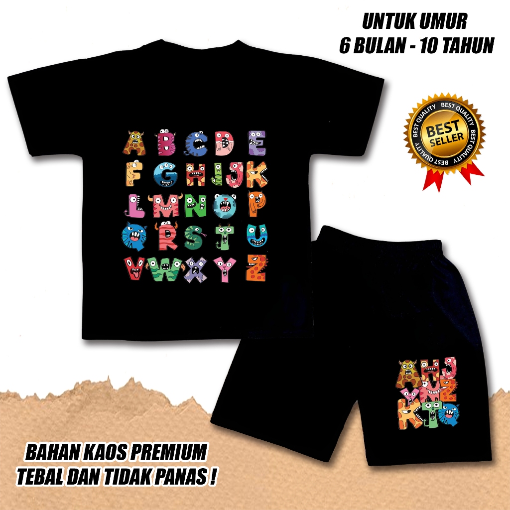 KATUN BOYS SHORT-SLEEVED SUITS, เสื้อยืด BOYS AND GIRLS, ALPHABET ABC, DTF COTTON MATERIAL