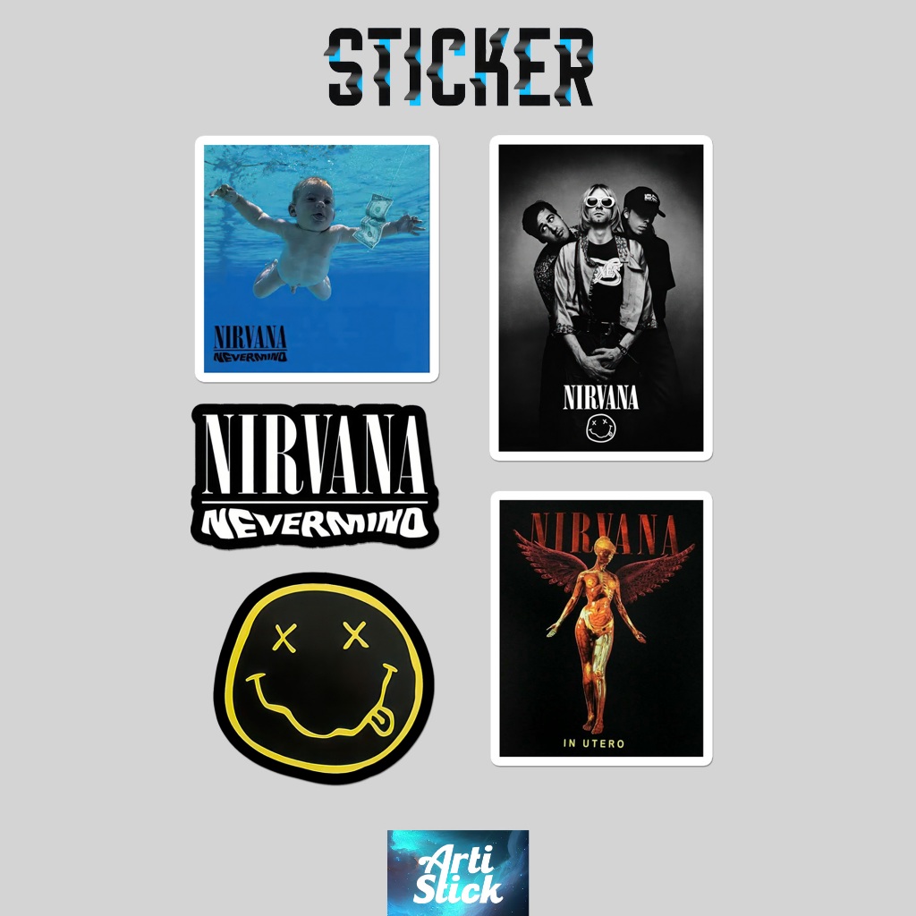 (5 ชิ้น) ชุดสติ๊กเกอร์ NIRVANA Band Series | ไวนิลเคลือบกันน้ํา | สินค้าอาร์ติสติ๊ก