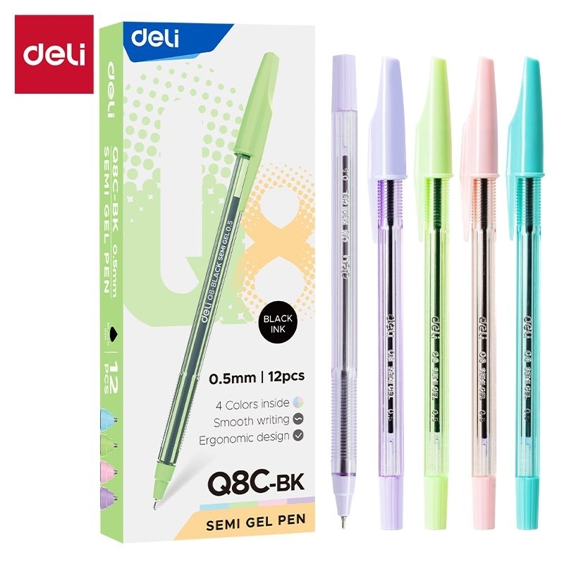 DELI SEMI GEL PEN 0.5MM Q8C-BK /1 PACK CONTAINS 12 ชิ้น
