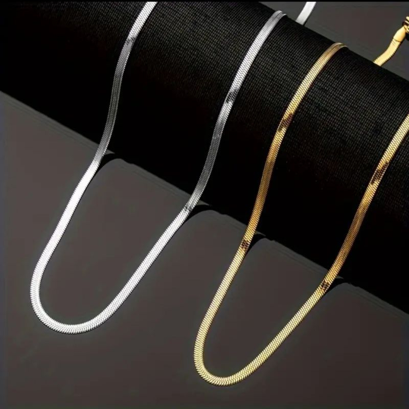 FAVORITE TITANIUM สร้อยคอสําหรับผู้ชายและผู้หญิง FLAT LENGTH 45 ซม.50 ซม.60 ซม.WIDTH 2 มม.Silver GOL