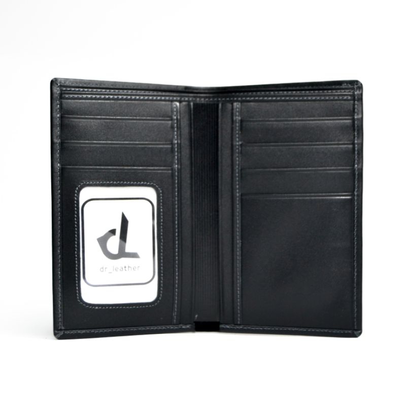 BEST dr_leather - กระเป๋าสตางค์แบบพับได้แบบยืน 3/4 สําหรับผู้ชายและผู้หญิงทําจากหนังวัวแท้