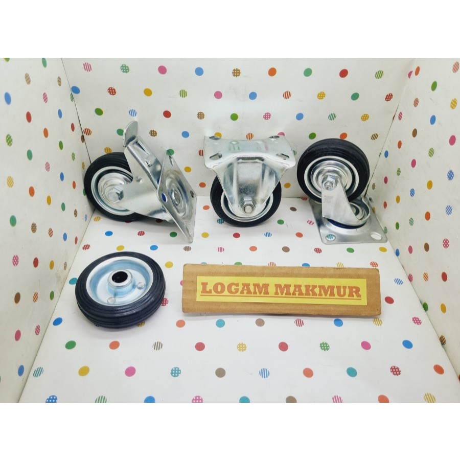 1 PC - ล้อยาง 3" / ล้อเบรคสําหรับ DISPLAYING CARTS, TROLLEYS, TABLES (THICK PLATES)