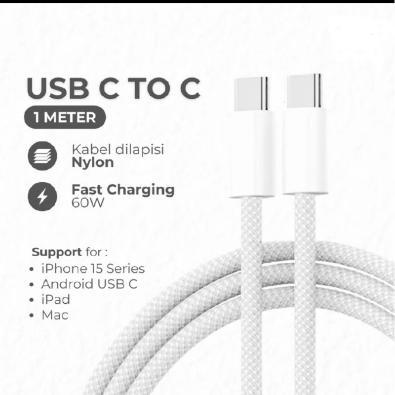 HP เฉพาะสําหรับโทรศัพท์ iPhone สายชาร์จ C TO C 1 เมตร Quick Charging 60W USB TypeC TO C สายถักรับประ