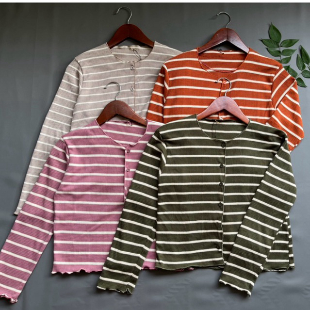 CROP STRIPE CARDIGAN/WASTE STRIPED CROP CARDIGAN/WASTE STRIPED CARDIGAN