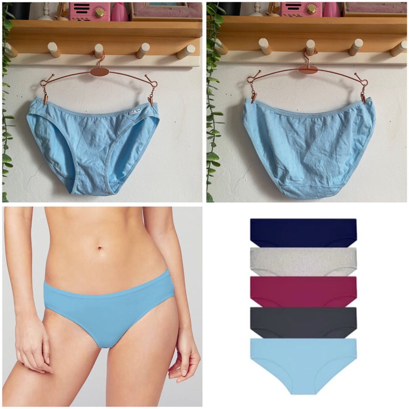 ไซส์ L & XL - Hush Puppies Sky Blue Cotton Spandex Essential High Cut Rise Panty กางเกงชั้นในกางเกงข