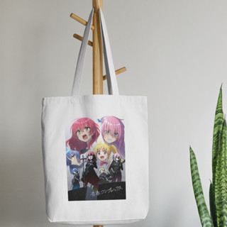 กระเป๋าโท้ท ผ้าแคนวาส ลายการ์ตูนอนิเมะ bocchi the rock tote bag bocchi the rock Totebag สําหรับของที่ระลึก ของที่ระลึก อะนิเมะโท้ท 3