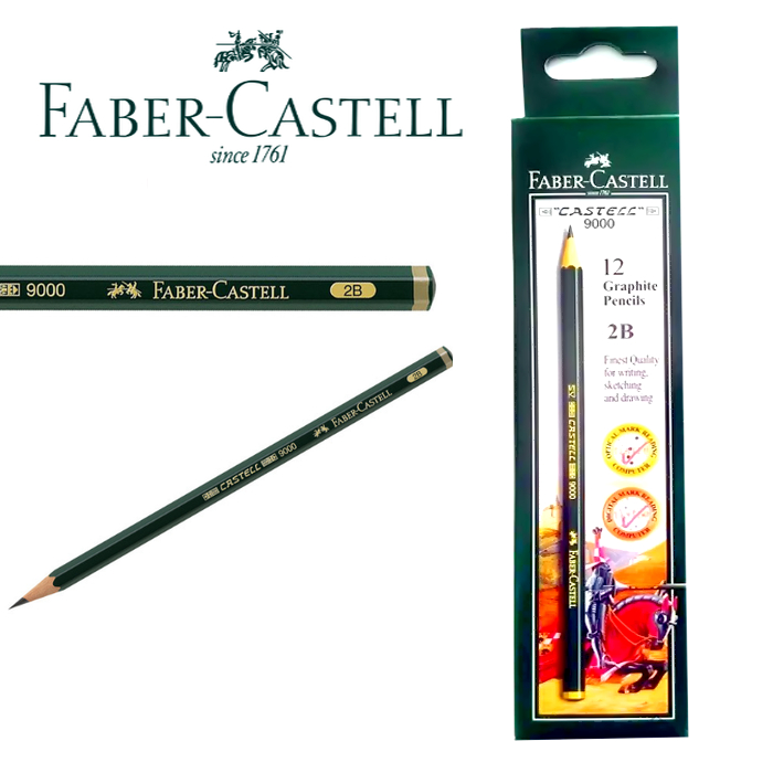 Faber Castell ดินสอสอบคอมพิวเตอร์ 2B Castell 9000 - Faber Castell 2B Pencil 1 โหล 12 ชิ้น