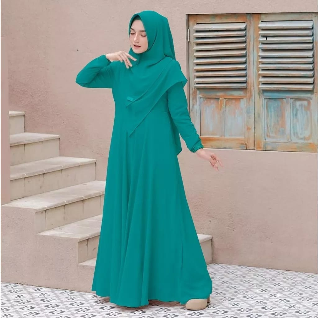 Kaisha_fashion GAMIS SYARI JILBAB ชุด 2 ชั้น BUSUI POLOS MAXI PARTY DRESS ใหม่ล่าสุดคุณภาพ