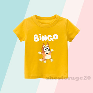 เสื้อยืด พิมพ์ลายการ์ตูน Bingo สีฟ้า สําหรับเด็ก